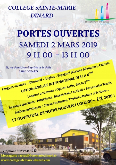 PORTES OUVERTES - SAMEDI 2 MARS 2019